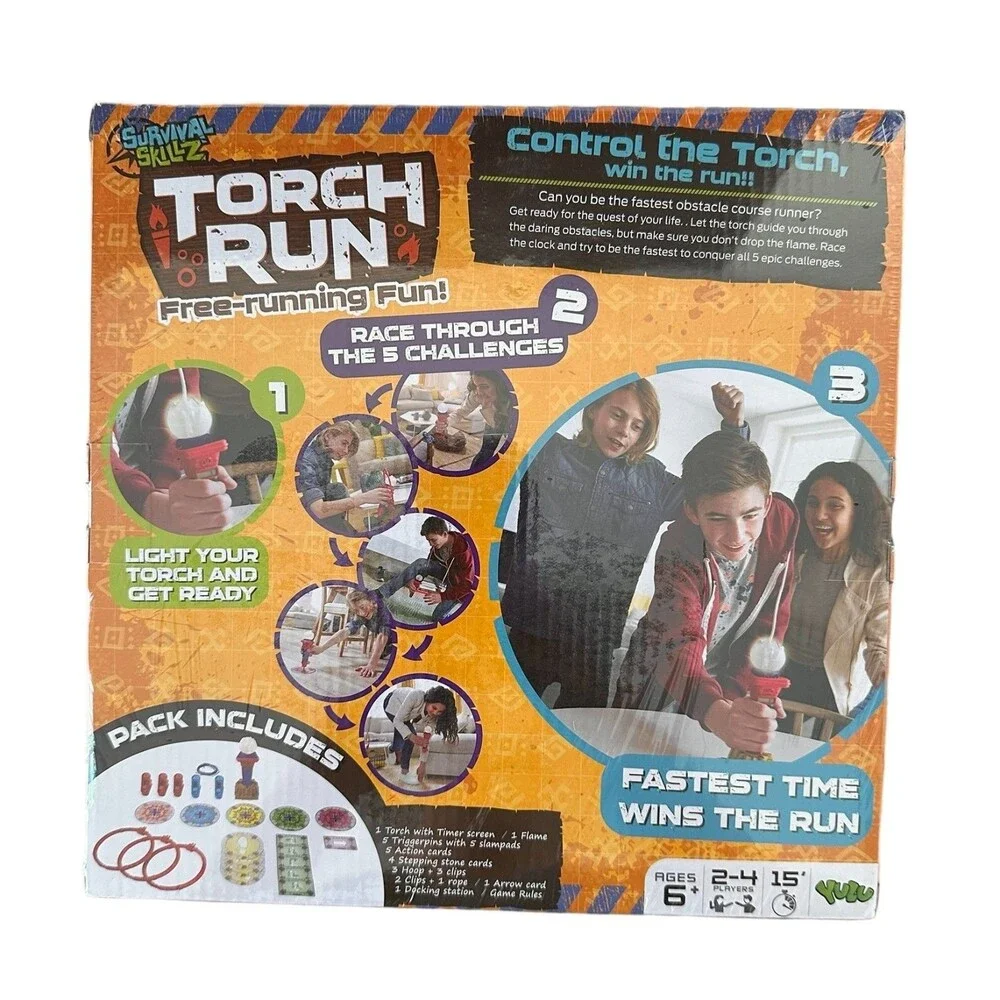 Torch Run Board Game - Free-Running Fun! 5 Obstacle Course Challenges 1+ Players